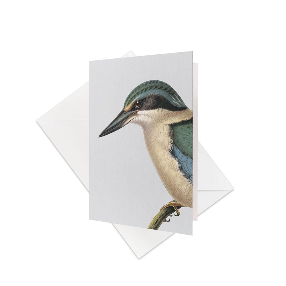 The Hushed Kingfisher Gift Card & Envelope (6 Pack) features a New Zealand Kingfisher illustration—ideal for gift cards or personalized messages. Each card comes with a white envelope, perfect for any occasion.