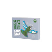 The Tui Felt DIY Kit features a blue and green Tūī with white flower details. Suitable for ages 7+, it’s a perfect gift for kids who enjoy creative projects.