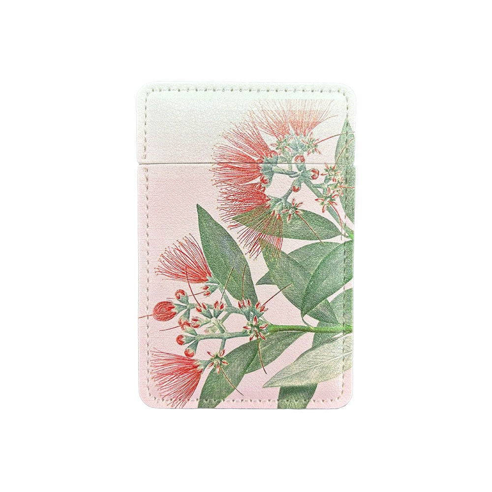 A vintage botanical Pohutukawa pocket mirror second, featuring Pohutukawa leaves and Pohutukawa flowers, printed in New Zealand and displayed against a plain white background.