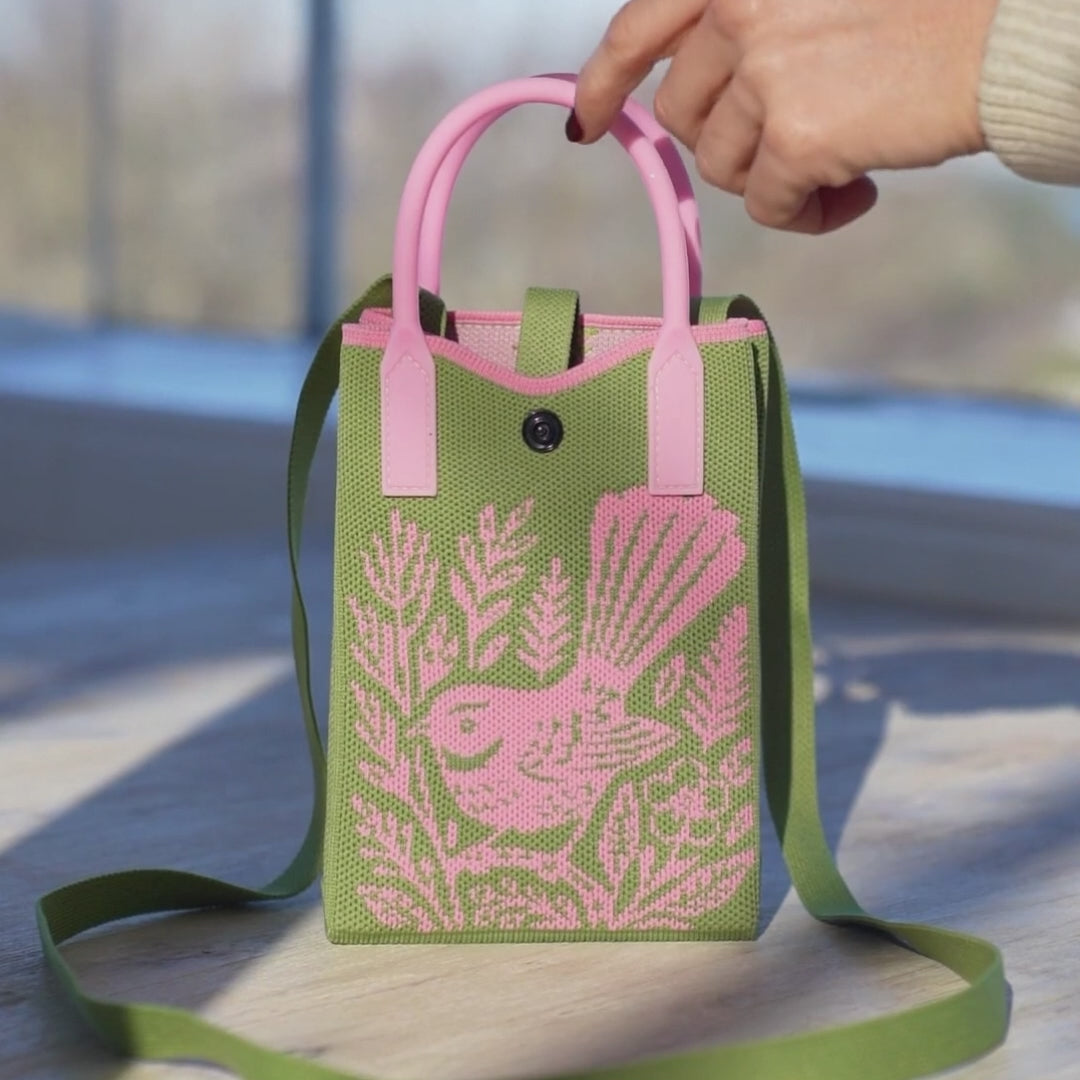 Load video: Woodcut Fantail Cross-body Mini Bag