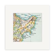 The Hawkes Bay Vintage Map Print is a detailed lithograph of New Zealand’s North Island, featuring Hawke Bay, Bay of Plenty, East Cape, and surrounding towns. Beautifully presented in a white frame.
