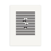 The Gordon Walters - Untitled-No.1 Small Art Print features a white background with evenly spaced horizontal black lines and five alternating black and white shapes centered, reflecting the minimalist New Zealand style of Walters iconic works.