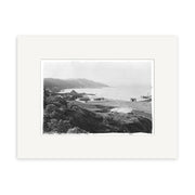 Black and white photograph titled Seatoun 1904 - HI022 shows a coastal landscape with shoreline buildings, distant hills, and the ocean. Printed on archival quality matte paper as a Historical Photographic Print made in New Zealand.