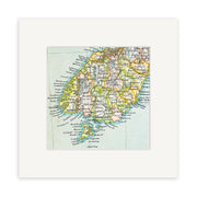 The Lower South Island Vintage Map Print is a colorful 19th-century lithograph featuring labeled towns, rivers, and geographic details of southern New Zealand with highlighted borders and place names.